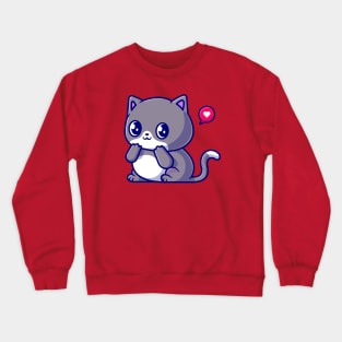 Cute Shy Cat Cartoon Crewneck Sweatshirt